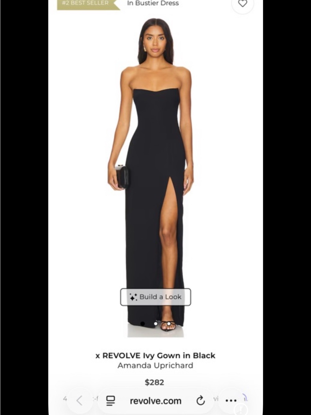 Revolve Ivy Strapless Black Gown XS